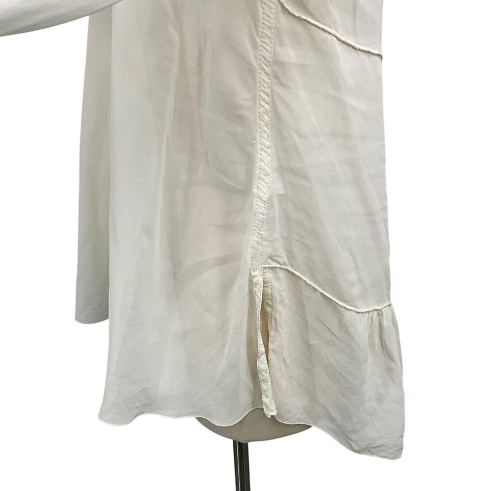 Beate Heymann Blouse Top Size 6 Off White Ruffle Long Sleeve Polyester - Picture 5 of 13